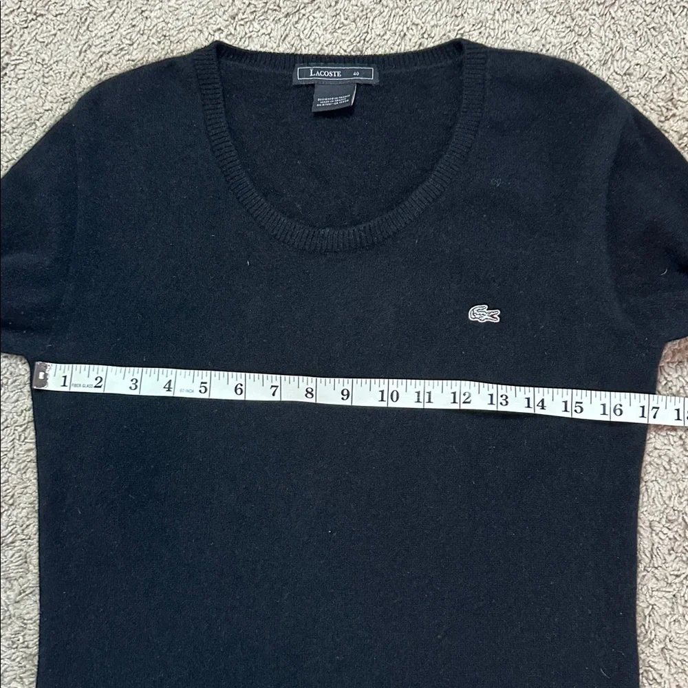 Lacoste Women's Cashmere Dress Round Neck Patch Pockets 3/4 Sleeves Size M